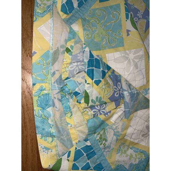 Lilly Pulitzer Octopus Patchwork Print Skirt Size 4 Blue Green Yellow - Picture 4 of 6